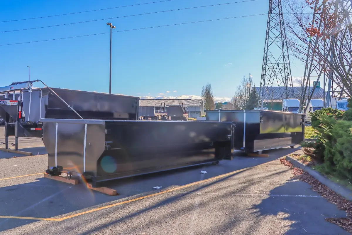 Roll-off dumpster ready for waste disposal at job site for 2 Yard Dumpster Rental in St. Michael